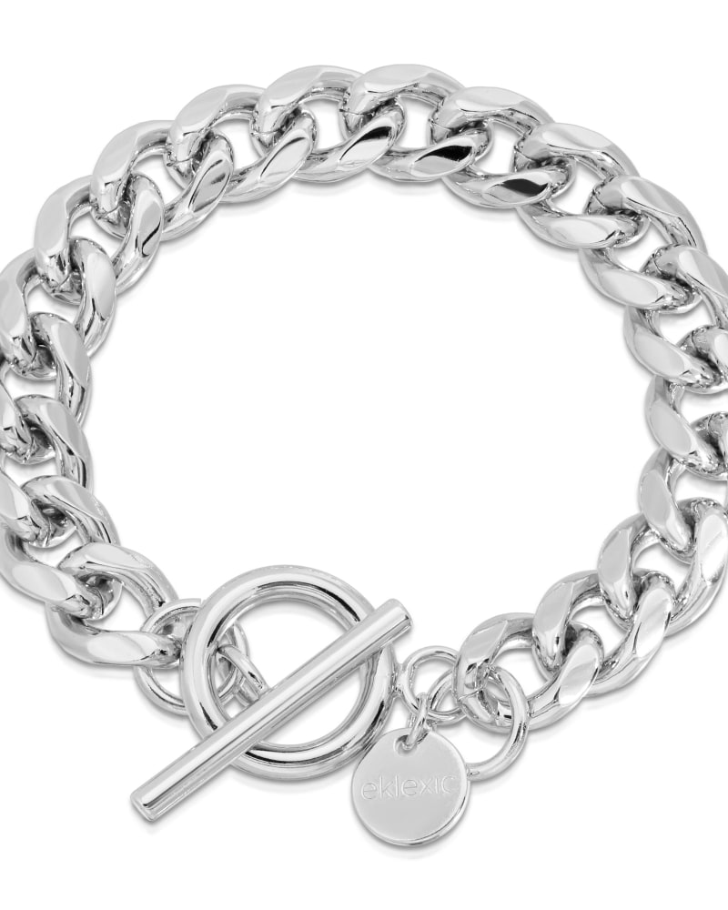 Front of a size 9" Kris Bracelet 9" Silver in Silver by Eklexic. | dia_product_style_image_id:279318
